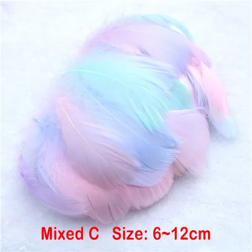 Mixed C-100pcs Натуральные утиные и гусиные перья 4-20 см цветные перья для свадебной вечеринки, украшения для самодельного изготовления, перья - Цвет: Mixed C-100pcs