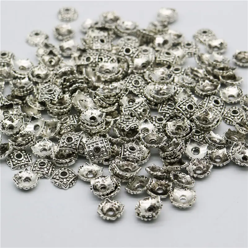silver 8 мм, 200 шт./лот, заглушки из цинкового сплава, колпачки из бисера, тибетские посеребренные бусины-разделители для изготовления ювелирных изделий своими руками - Цвет: silver