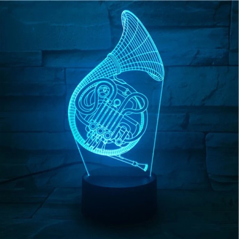 Инструмент рог труба 3D лампа светодиодный USB настроение выцветание Иллюзия