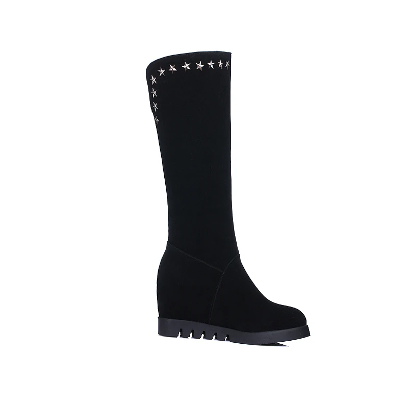 Зимние ботинки 2016 г. Теплые повседневные женские высокие сапоги до колена модная