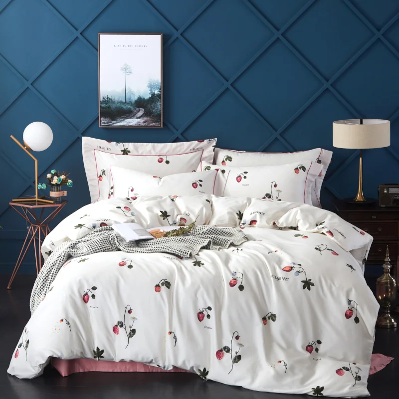 

4Pcs Egyptian Cotton White Luxury Bedding Set King Queen size Bed set Duvet Cover Bed Sheet set Bedlinen Home textile bedding