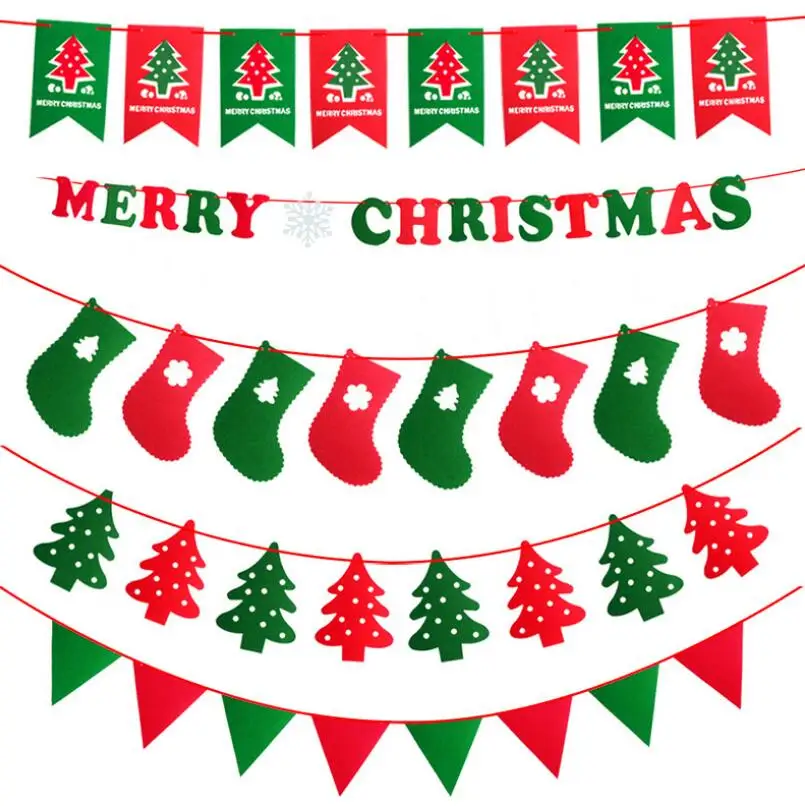 

Christmas Flags Party Supplies Colorful Banner Christmas Home Decor Flags Santa Claus Snow Man Xmas Flag LX4173