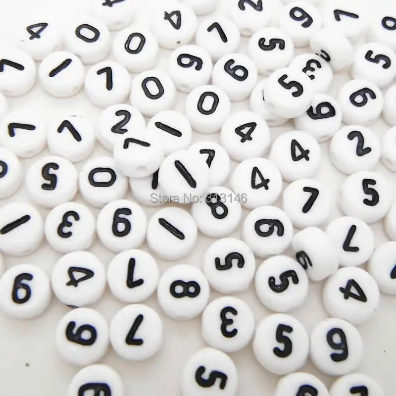 Bulk Wholesale 200pcs Arabic Numerals DIY Loose Spacer Numbers Beads for Handmade Beading Bracelet Necklace Jewelry Making Craft | Украшения