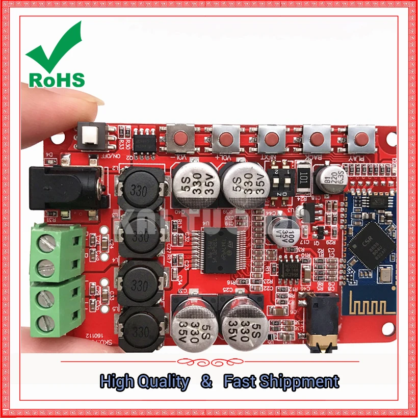 

TDA7492P Bluetooth amplifier board Bluetooth audio receiver amplifier Bluetooth CSR4.0 digital amplifier module board 0.15KG