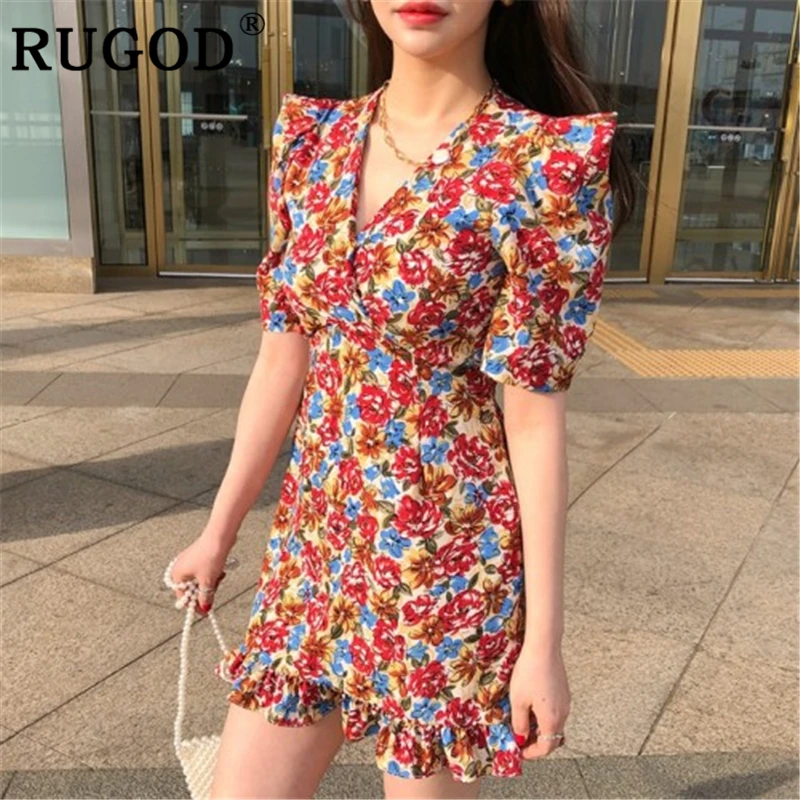 RUGOD летнее женское платье с цветочным принтом