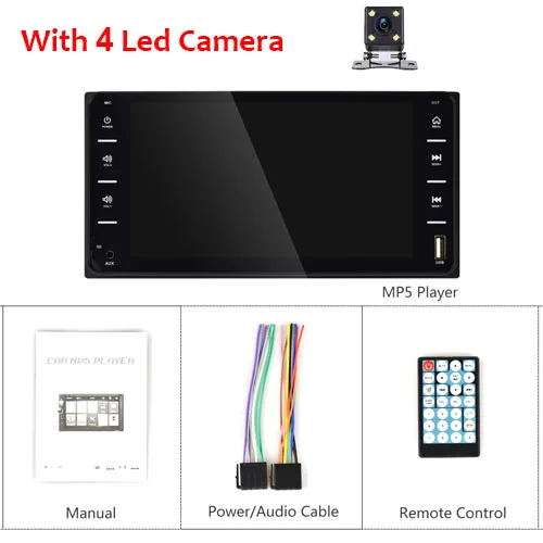 With 4 LED Camera Camecho " автомобильное радио аудио радио 2din сенсорный экран автомобильный мультимедийный Bluetooth MirrorLink Android/IOS FM/AUX камера заднего вида MP5 плеер - Цвет: With 4 LED Camera