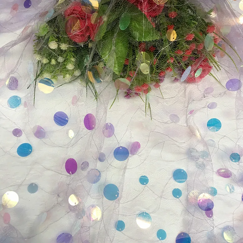 100*130cm Sequin Fabric Sparkly Dot Mesh for Dresses Performance Fahion Clothing | Дом и сад