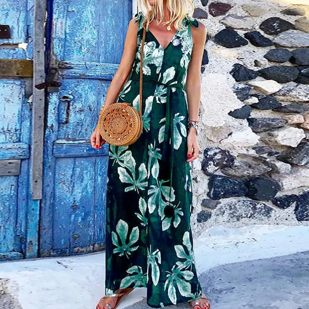Летние комбинезоны для женщин комбинезон с цветочным принтом глубоким v образным