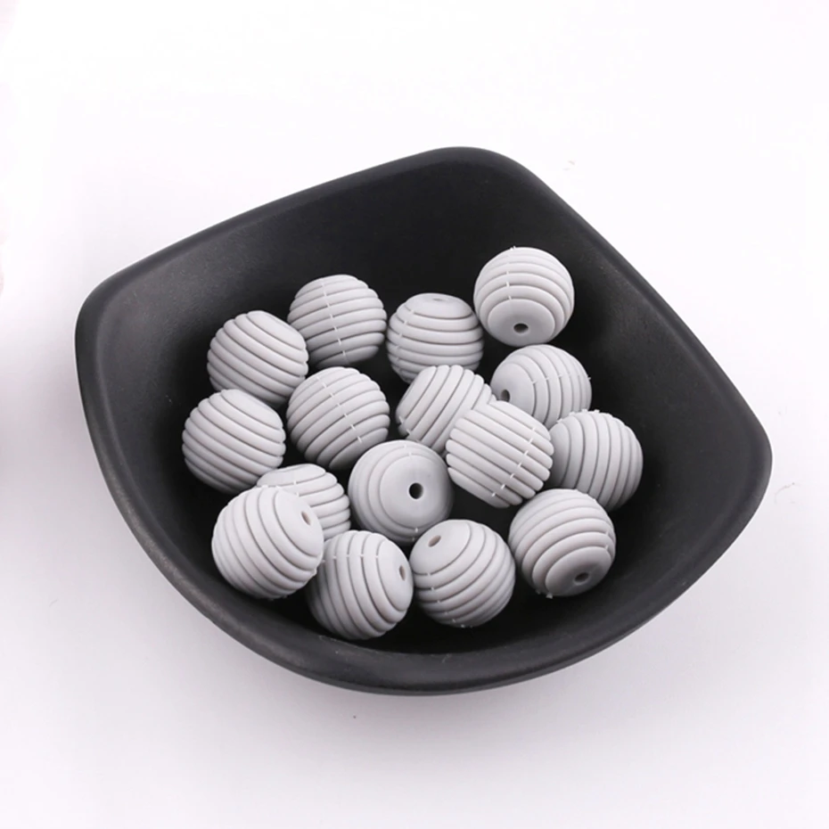 Bite Bites 10pcs Colorful 15mm Chewable Beads Silicone Thread Organic Baby Teether Teething Jewelry | Мать и ребенок