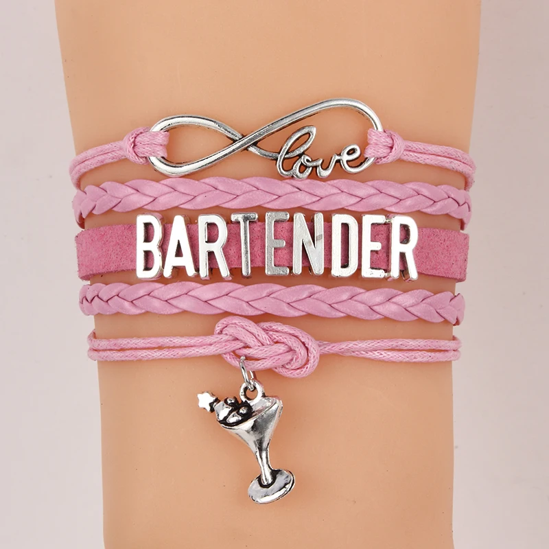 (10 шт./лот) Бесконечность любовь браслет бармен бокал вина очарование плетеный