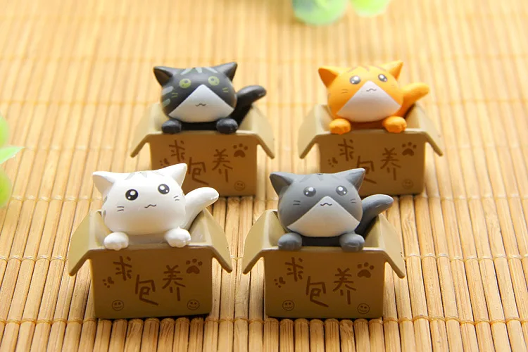 Kawaii Cat 4 шт./компл. косплей мини Кот ПВХ фигурки героев игрушки мох бонсай