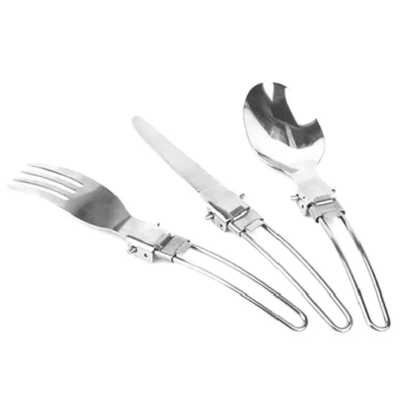 Outdoor Camping Spoon Tab Travel Kits and Picnic Tableware Stainless Steel Folding Fork | Спорт и развлечения