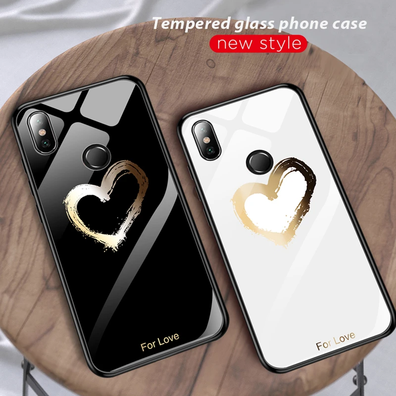 Tempered Glass Case For Xiaomi Redmi 7 7A Note K20 Pro Mi 9T 9 8 Lite Mix 3 Mi9T Note7 Love Heart Phone Cover |