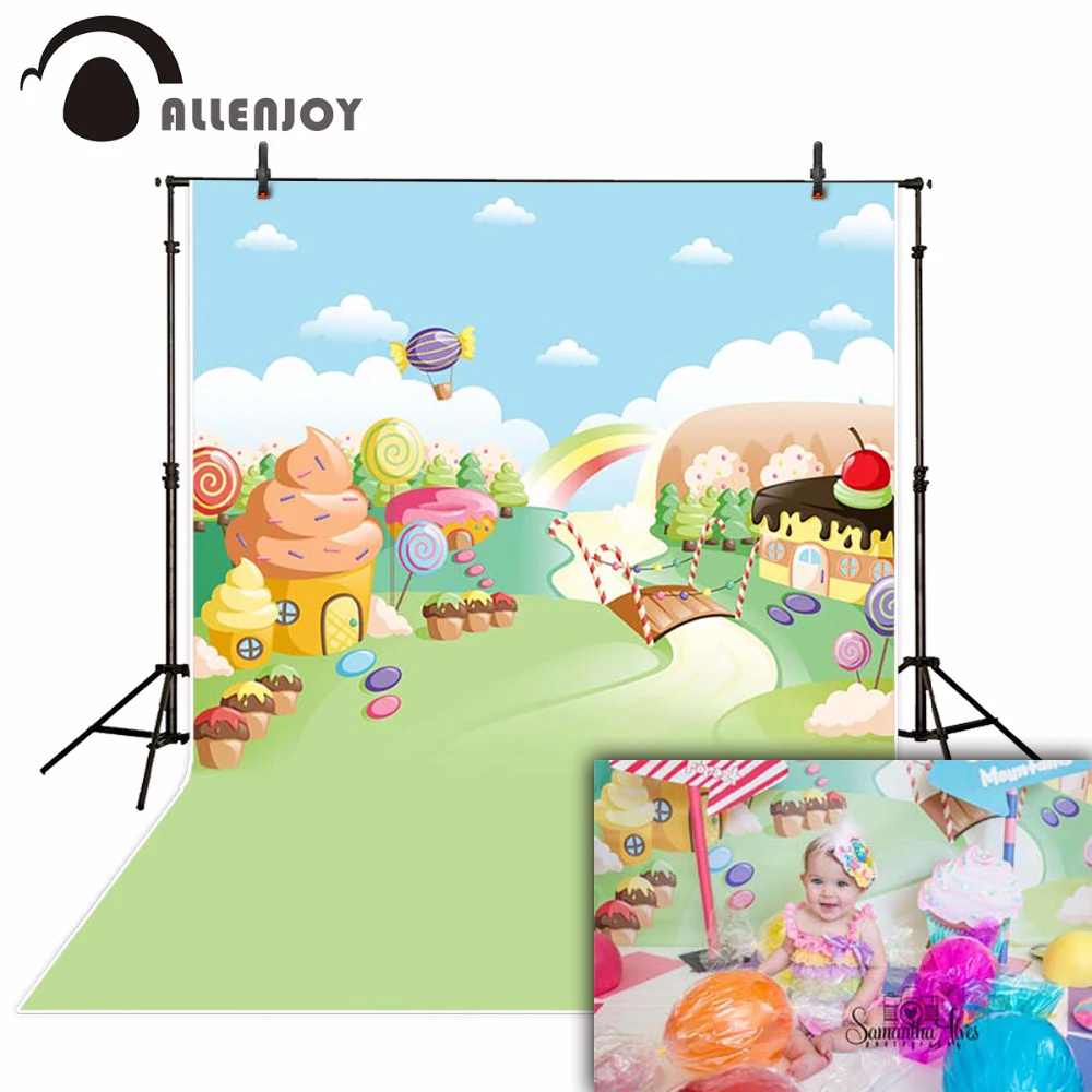Allenjoy фон для фотосъемки с мороженым конфеты Радужный десерт новорожденный