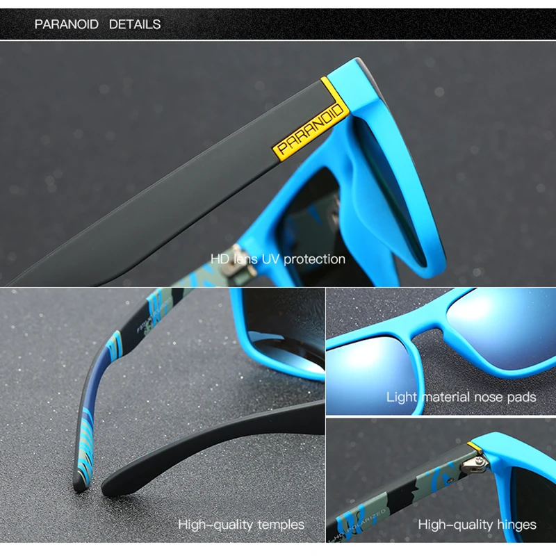 Мужские и женские солнцезащитные очки PARANOID поляризационные Квадратные