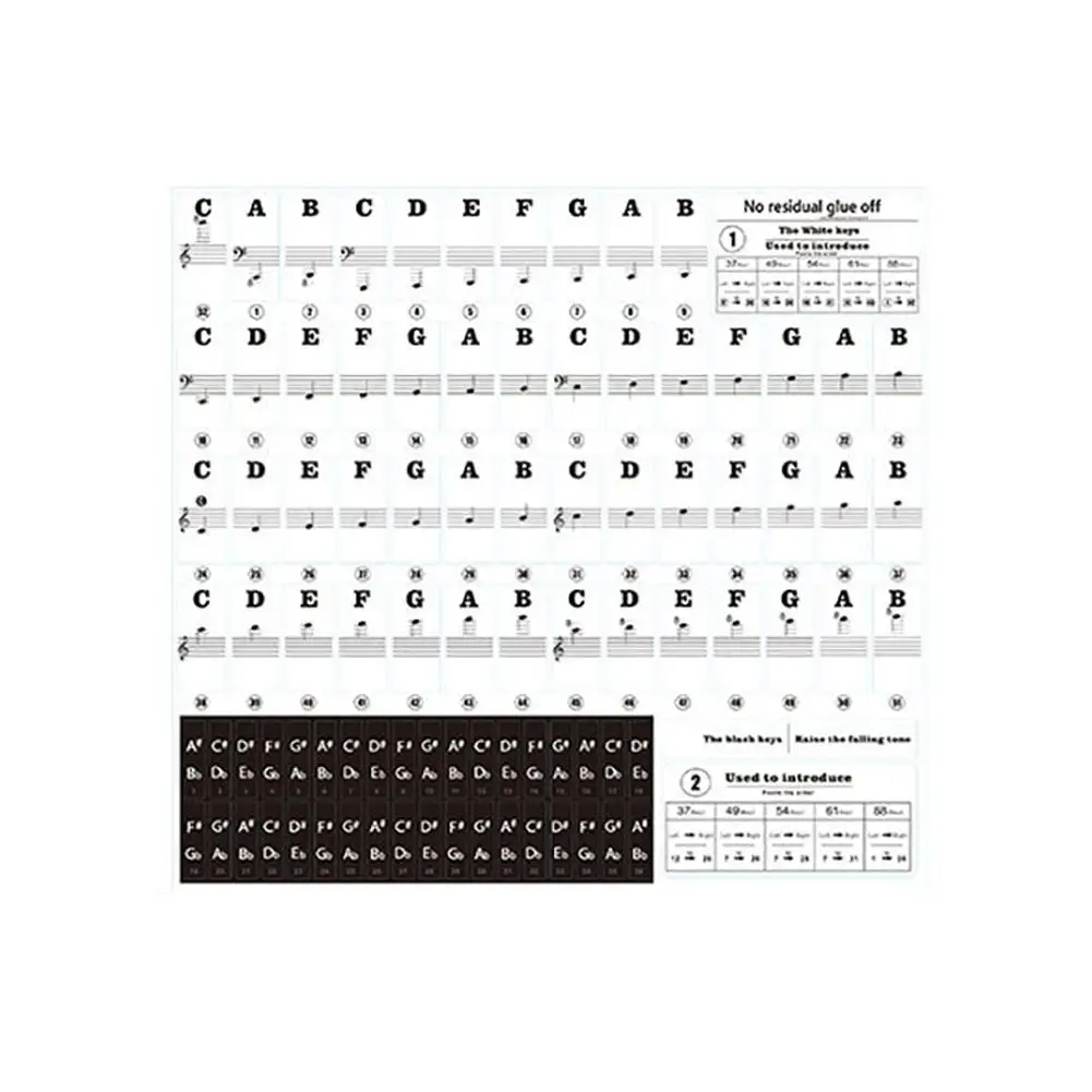 Наклейка на клавиатуру со звуковым названием 54 61 88|Пианино| |