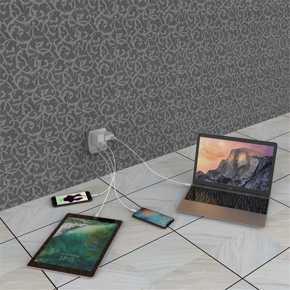 Настенная розетка с двойным универсальным выключателем на 5 отверстий 3 4 А