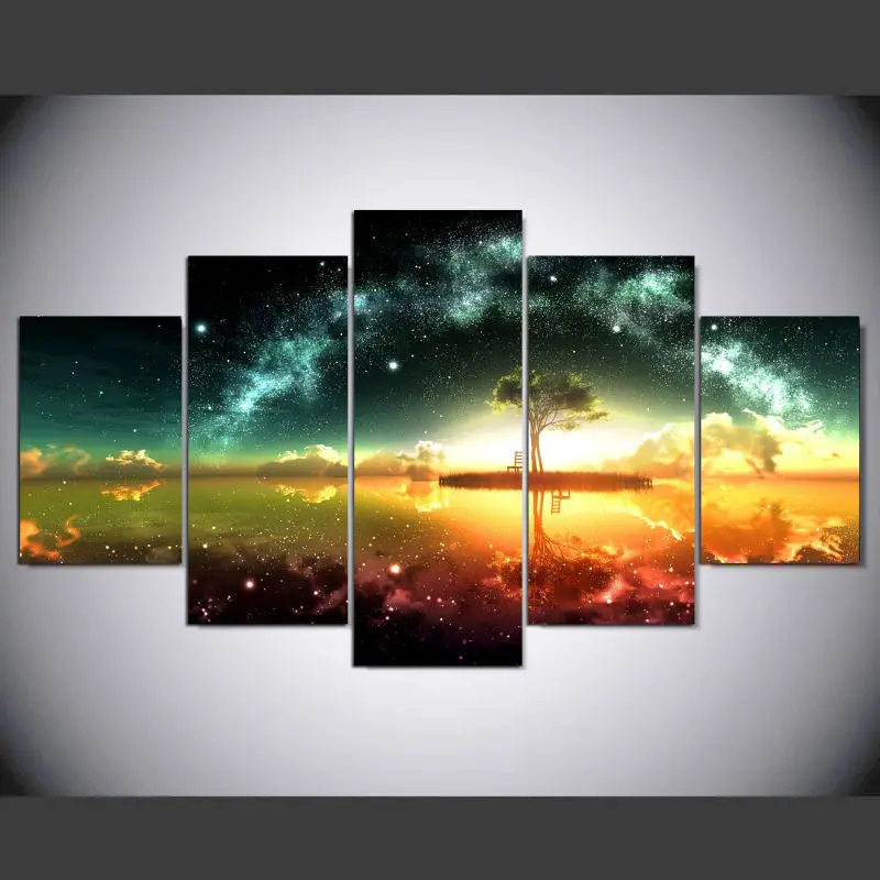 5 панель Moder Dream 3D space hd художественный Принт Холст Искусство Настенная рамка