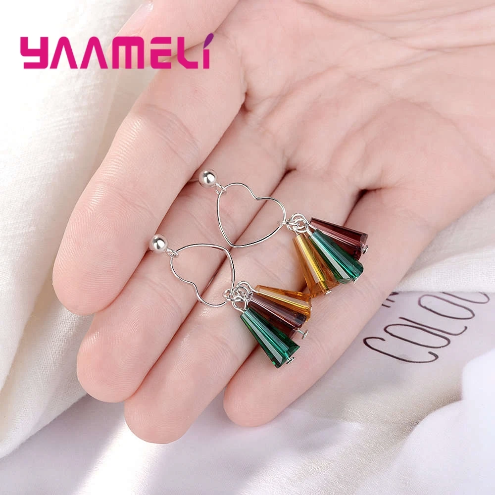 

Original Design Hiphop/Rock Girl 3 Color Crystal Pendant Heart Earring Women Girls Fashion Ear Jewelry Accessories