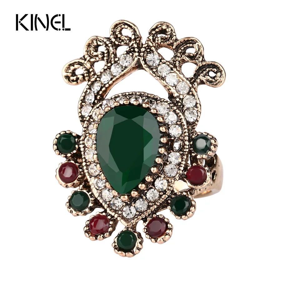 2016 модное большое кольцо в стиле ретро обручальные кольца с золотой Мозаикой для