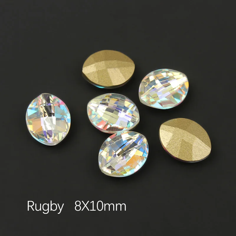 Rugby 8x10mm Красочные 30/100 шт 19 форм украшения для ногтей Стразы все для ногтей алмазный камень аксессуары поставки AB 3D драгоценные камни Шарм - Цвет: Rugby 8x10mm