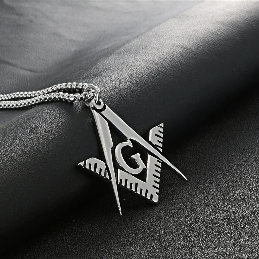 

Fashion Masonic Pendant Necklace For Men Stainless Steel High Quality Men Statement Punk Necklace Wholesale