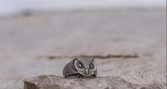 

Wholesale Retro Owl Ring Animal Ring Adjustable Free Size gift idea-12pcs/lot