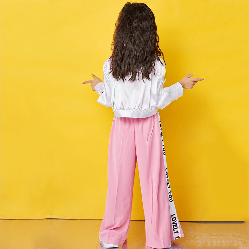 Танцевальные костюмы в стиле хип-хоп топы с длинными рукавами для девочек брюки