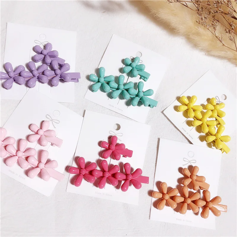 

Small fresh Colored flowers Hair Barrette Hair Clip Hairpin Girls Shining Sweet Hair Accessories Women Headdress Wholesale 2pcs