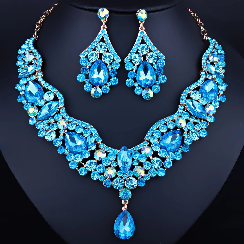 Очаровательное свадебное ювелирное изделие цветной кристалл стразы капли воды