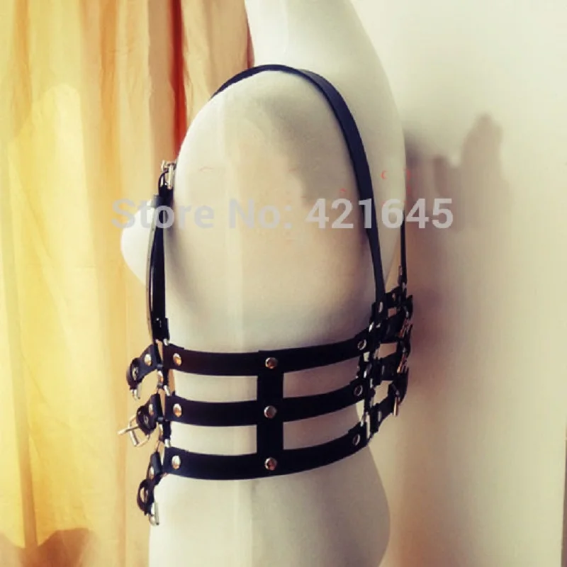 Женская кожаная портупея ручной работы в стиле панк сексуальный нагрудный