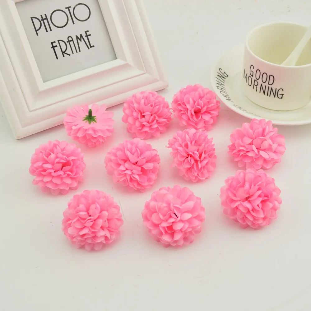 pink 200 шт. Искусственные цветы дешевые 5 см шелка Хризантема heads Главная Свадебные украшения стены венок для сада сделать дверь поддельные - Цвет: pink