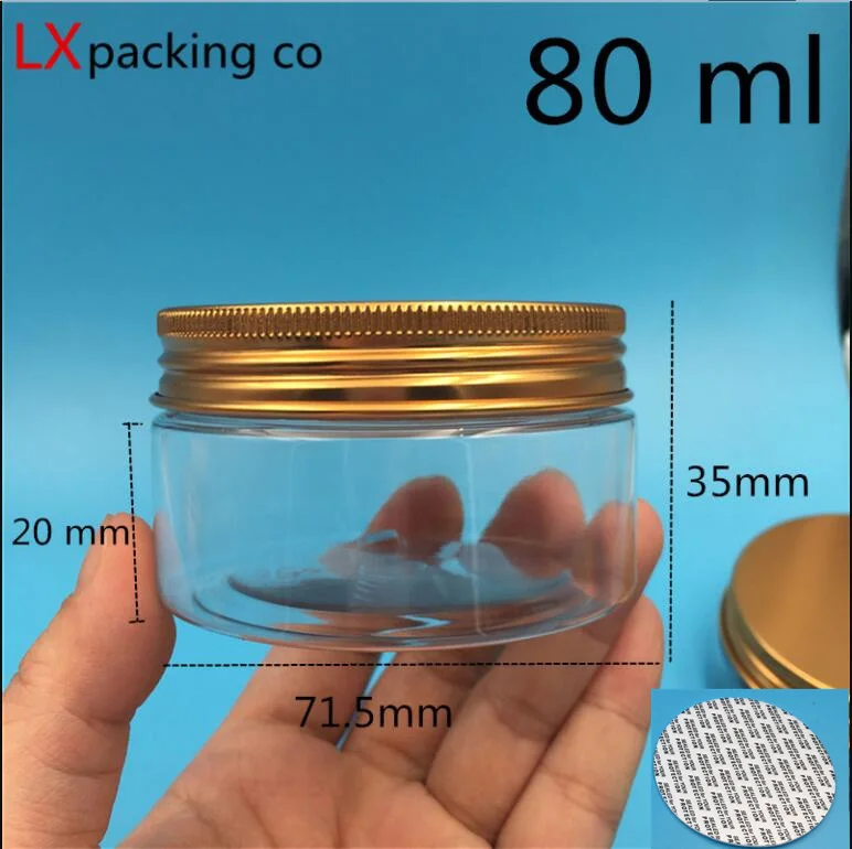 80 ml rose gold lid 30 шт. прозрачные пластиковые пустые банки бутылки Роза Золотая алюминиевая Крышечка Прозрачный Крем для специй конфеты контейнер банка - Цвет: 80 ml rose gold lid