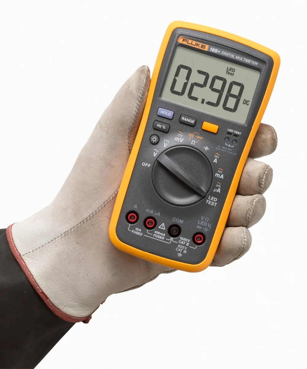 Новейший цифровой мультиметр Fluke 18B+ Plus, переменный ток постоянного тока, цифровой мультиметр DMM, светодиодный