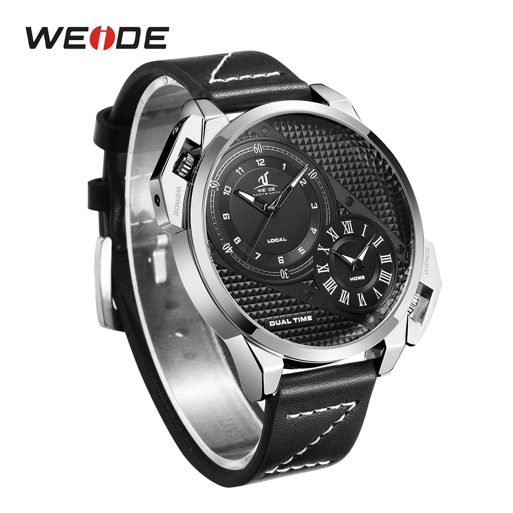 WEIDE спортивные повседневные бизнес часы с циферблатом и двойным часовым поясом