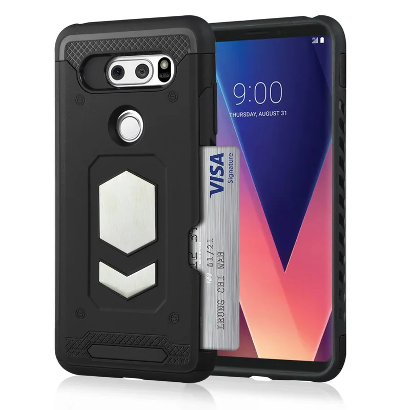 Гибридный бронированный Магнитный чехол-подставка на присоске для LG G7 G6 V30 держатель для карт слот полный чехол защитный чехол s для LG Q6 Q8 V30