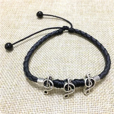 MSLC005401 Wukaka Vintage Men Punk Music note Anklet Chain Leather Chain Bracelets& Bangle for Father's day gifts Men Jewelry - Окраска металла: MSLC005401