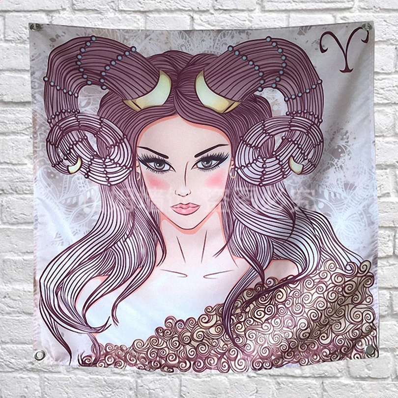 

Aries constellation Nordic style Cartoon Movie Poster Banners Children's Room Wall Decor Hanging Art Waterproof Cloth Flags