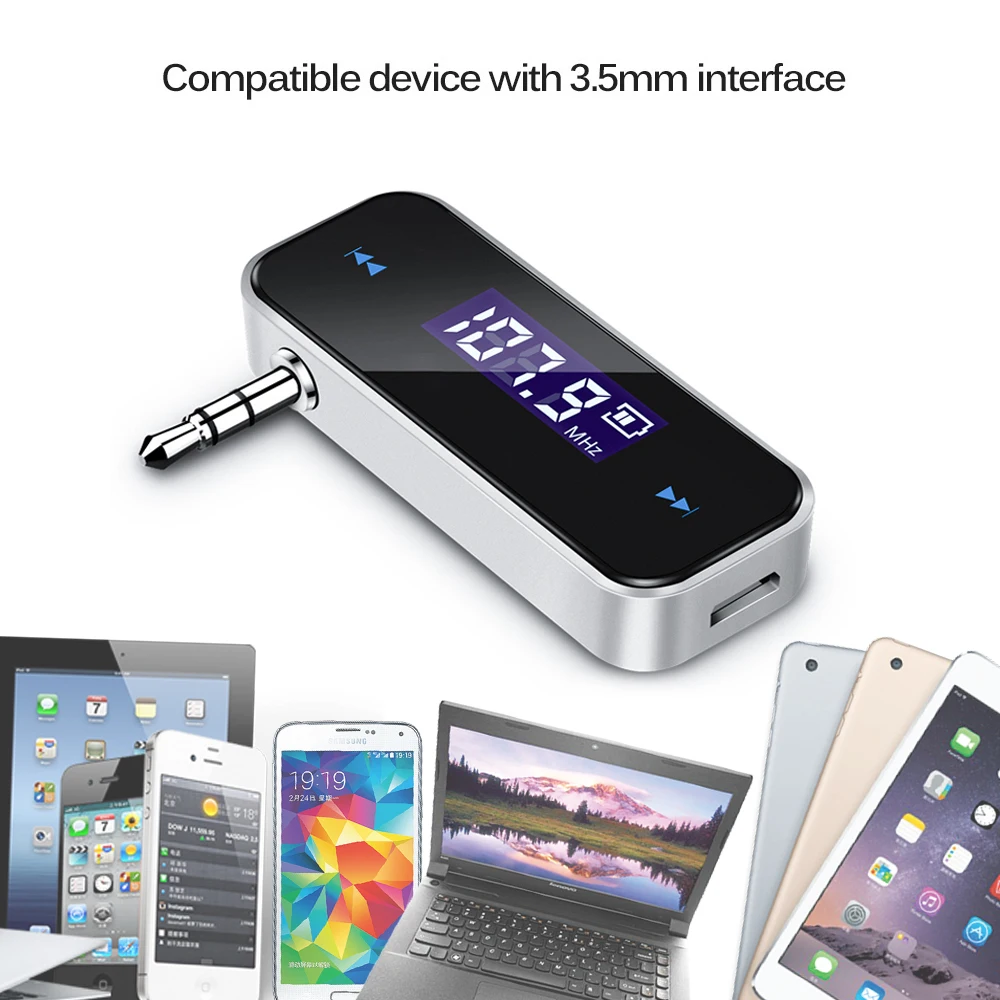 Mini 3.5 mm Wireless Car Radio Music Audio FM Transmitter HandsFree Modulator Transmissor LCD displayer for iPhone Android | Автомобили и