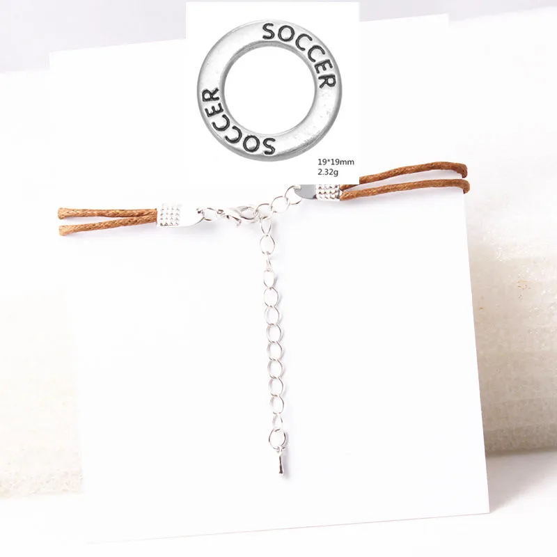 Soccer Charm Bracelet Sport Wish Card for Player Adjustable Cord Gift For Lover | Украшения и аксессуары