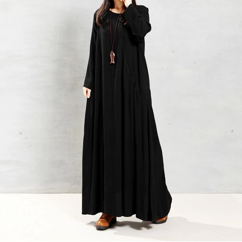 Платье женское большого размера из хлопка и льна 5XL 6XL 7XL 8XL летнее с круглым