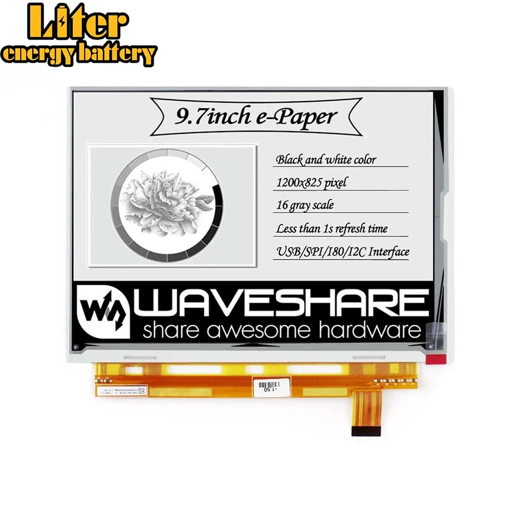 Waveshare 1200*825 9 7-дюймовый E-Ink дисплей шляпа для Raspberry PiZero/Zero W/Zero WH/2B/3B/3B + USB/SPI/I80/I2C