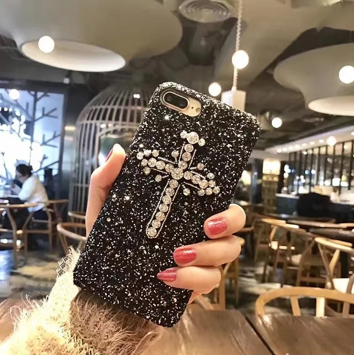 Phone Case Luxury Fashion Bling Glitter Diamond Cross Ultra Thin Anti-knock Protective Cover for 6 6S Plus 7 |