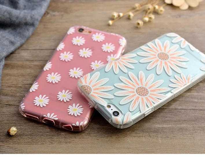 Через цвет дейзи 3D Рельеф Чехол Для iPhone 6 S 4.7 &quot6 s Плюс 5.5&quot мягкие силиконовые