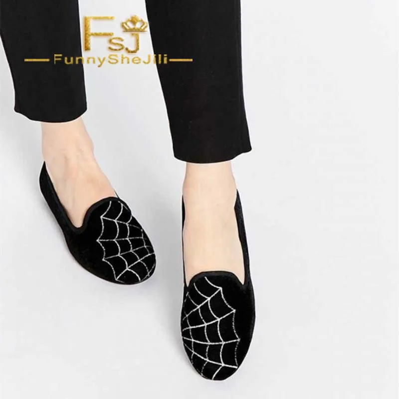 

Women's Black Comfortable Flats Web Printed School Shoes Autumn Incomparable Noble Attractive Generous Fashion FSJ Sexy Noble