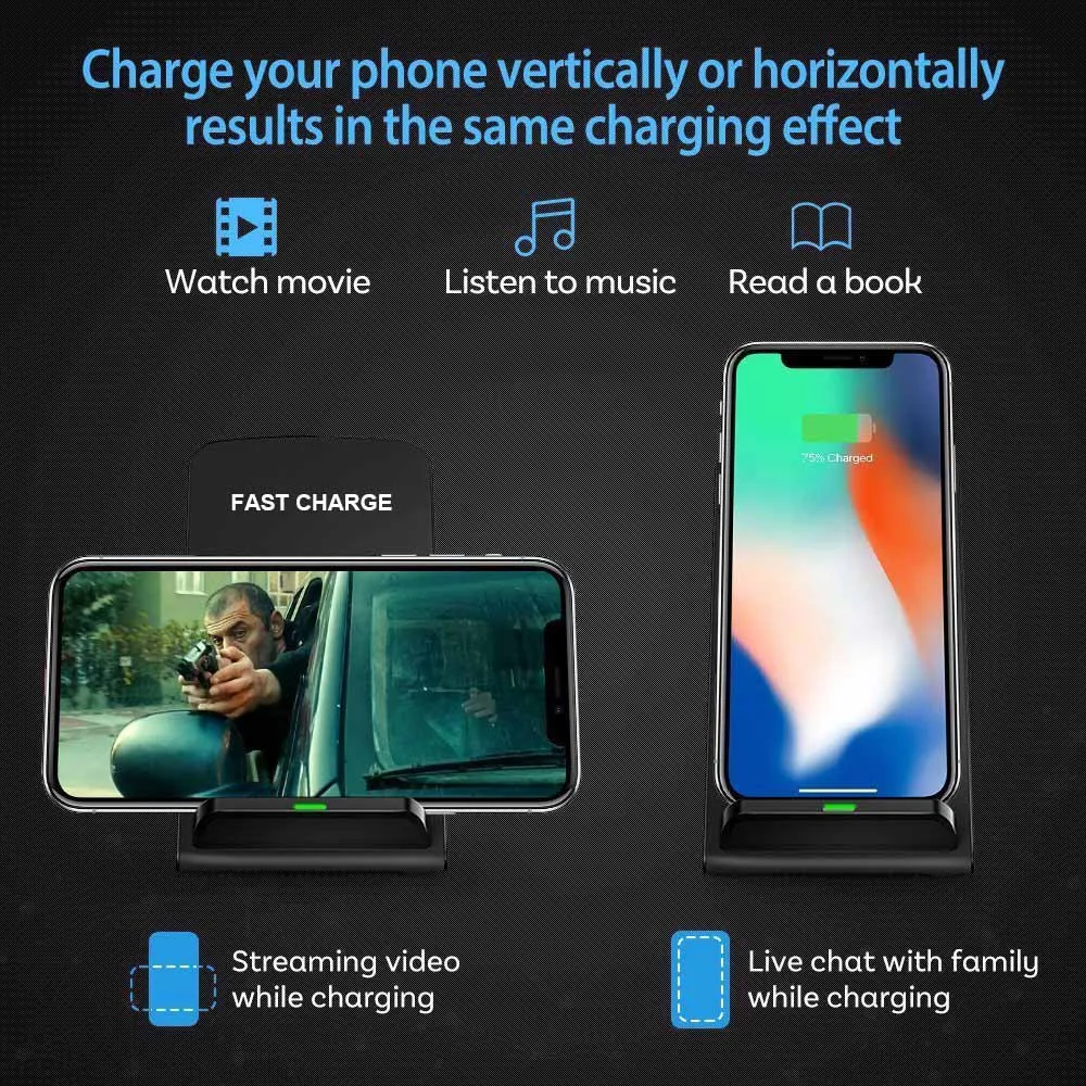 30w qi wireless charger for samsung s21 s20 s10 note 20 15w 2 in 1 fast charging stand for iphone 13 12 11 xs xr x 8 airpods pro free global shipping