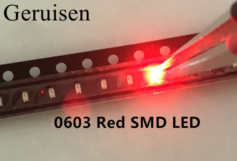 500 шт./лот маленькие красные лампы 0603 SMD LED светоизлучающие диоды Бесплатная