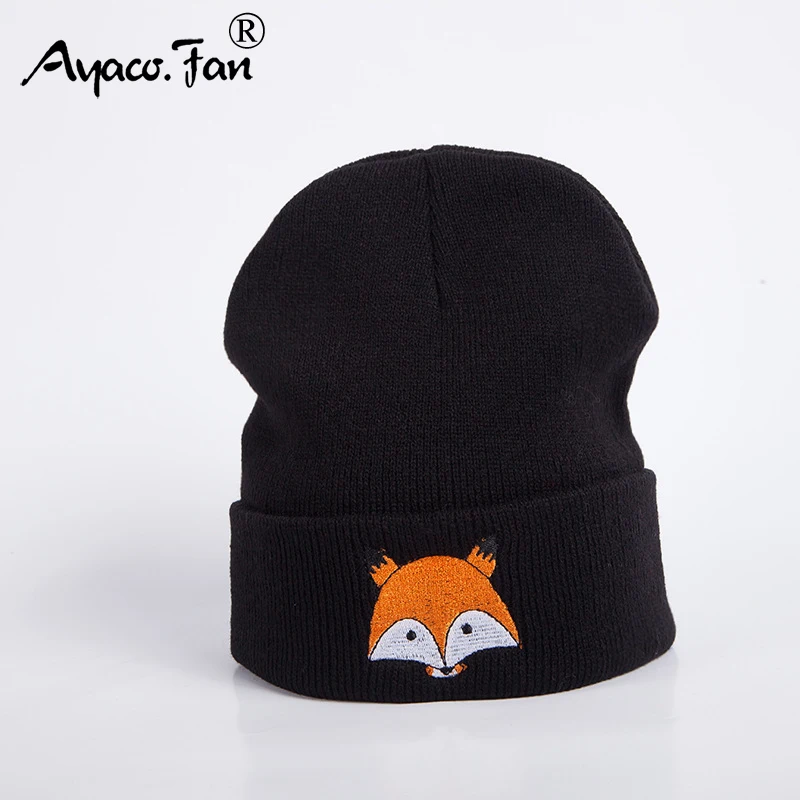 Вязаные шапки с лисой|Мужская Skullies & шапочки| |