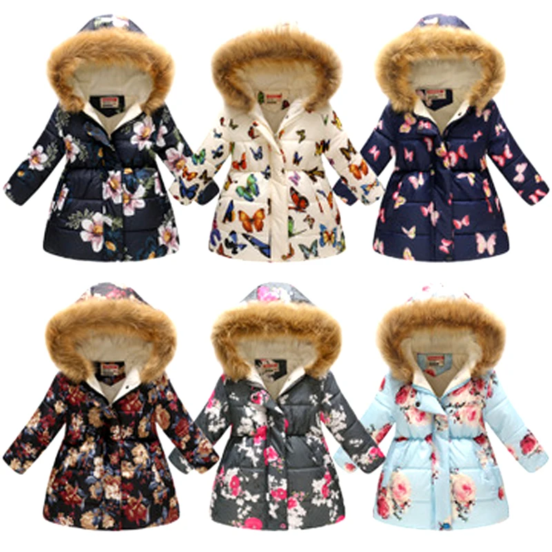 Детская куртка новинка зимы 2019 детская одежда для девочек с разноцветным принтом