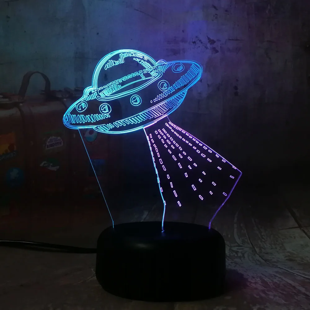 Amroe подарок мультфильм НЛО инопланетянин космический корабль акрил 3D RGB ночные огни USB светодиодный ночник настольная лампа дистанционного управления домашний Декор Рождественский подарок